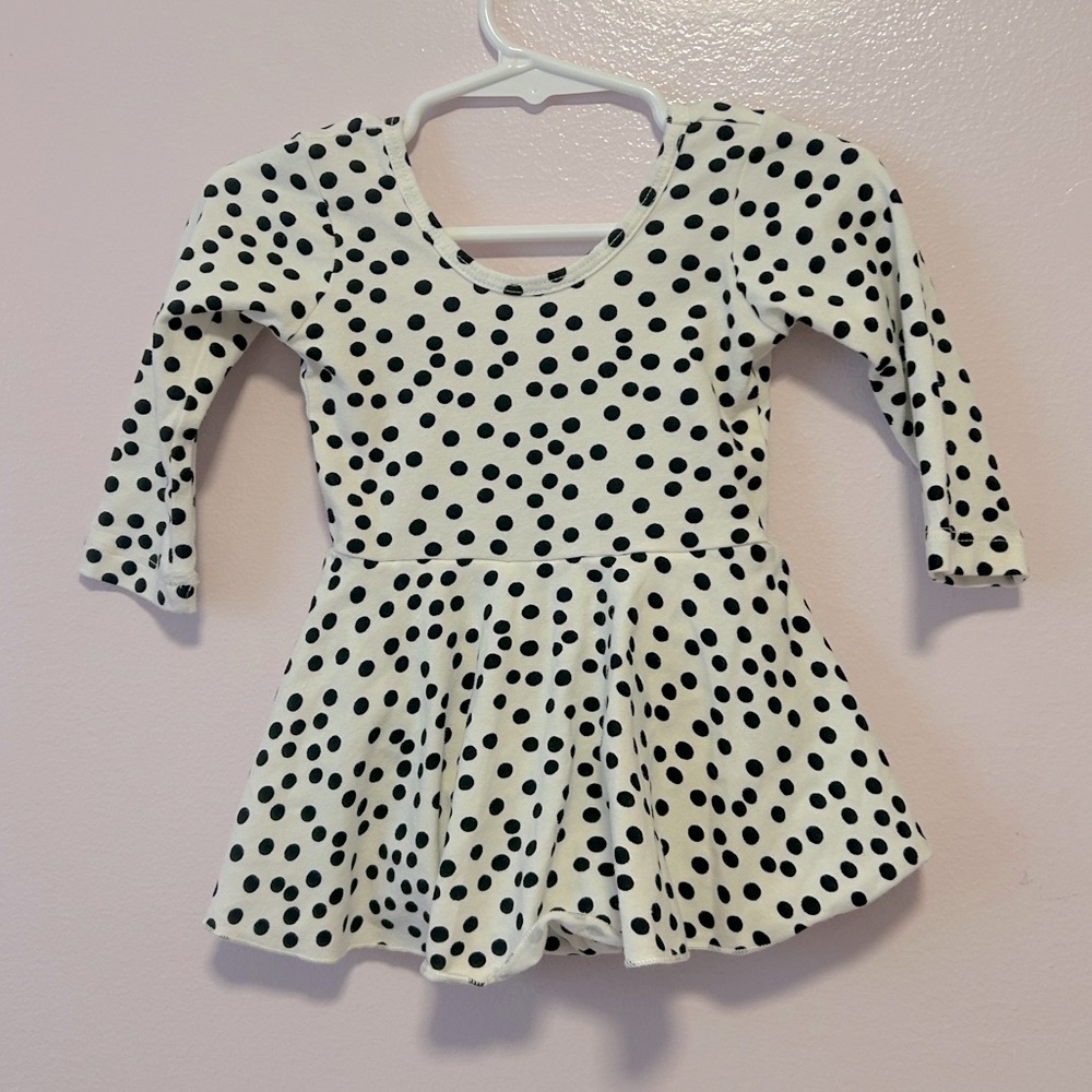 Alice + Ames Long Sleeve Ballet Dress in Ivory Dot Sz 2t